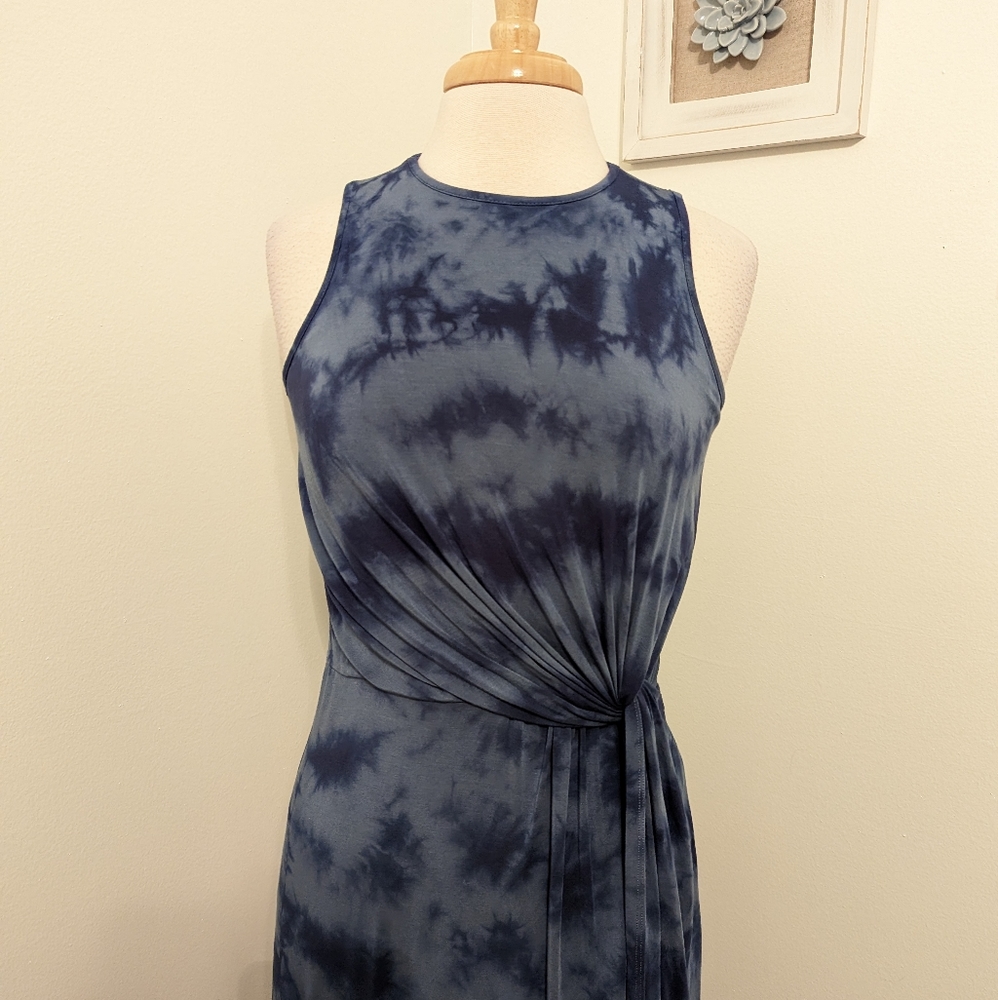 Tart Twist Knot Tie Dye Maxi Dress Blue Medium - Picture 2 of 8